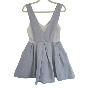 Sandro Paris Size 2 Light Blue Denim Mini Dress Sleeveless‎ Pocketed Summer